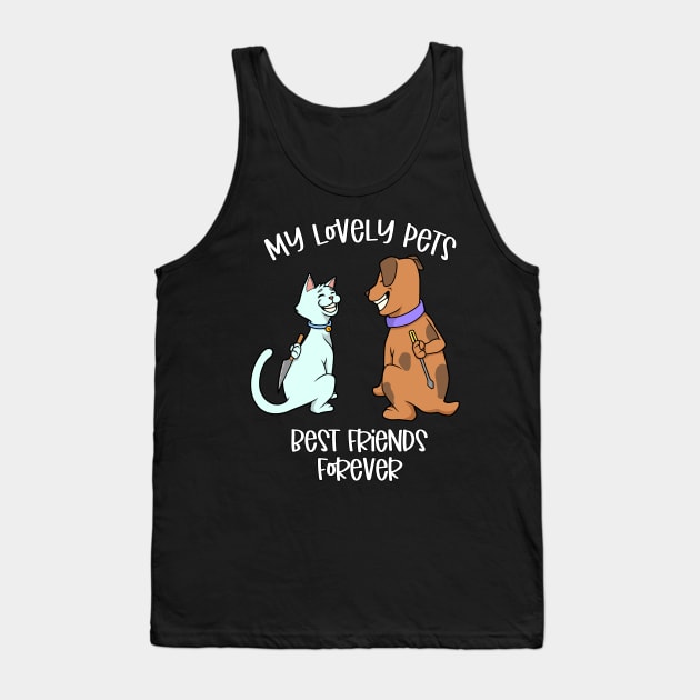 Pets love each other - cat and dog Tank Top by Modern Medieval Design